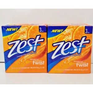 NEW 6 Full Size 4.5oz Bar Zest Tangerine Mango Twist Deodorant Soap Discontinued